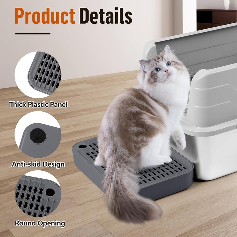 Bartuke Cat Litter Box Ramp Mat with Filter Function, Cat Step Pedal Stool for Self-Cleaning Litter Box, Easy to Clean, Ideal for Kitten & Elderly Cats (Dark Grey) - Image 4